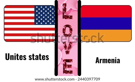 United States Love Armenia: Creative Design Featuring American Flag Heart, Reflecting Admiration and Solidarity with Armenia's Culture and Heritage