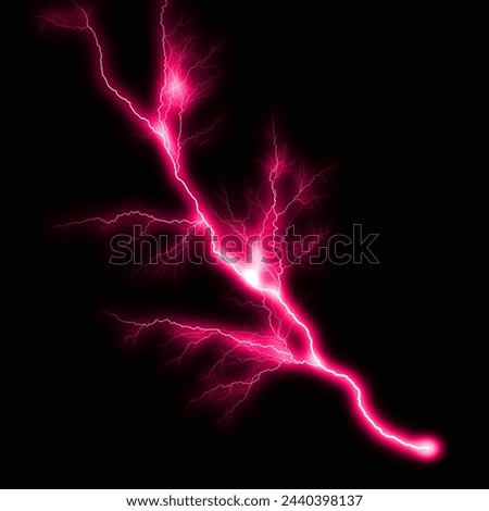 abstract light pink lighting natural thunder realistic magic overlay bright glowing effect on black background.