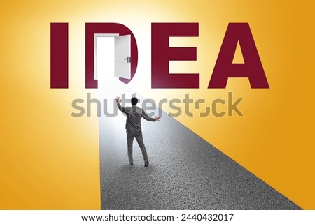 Idea concept with road leading to open door