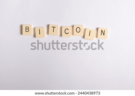 Word Bitcoin isolated on a white background, copy space