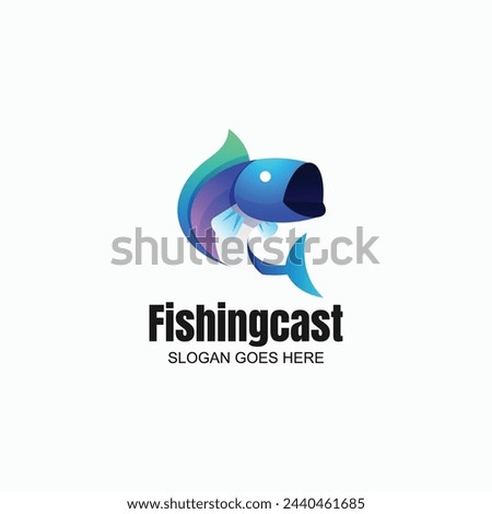 Vector Logo Illustration Fishing Gradient Colorful Style