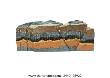 Fraction and Dislocation geology model isolated on white background. Royalty-Free Stock Photo #2440495927