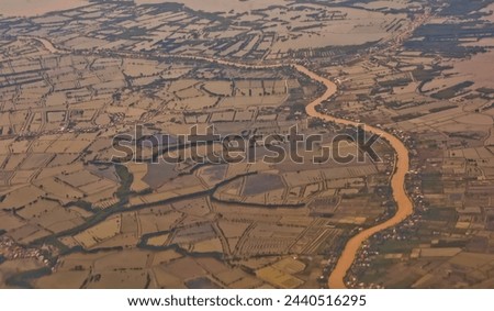 aerial view of river and island