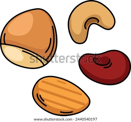 illustration of colorful nut outline white on background vector