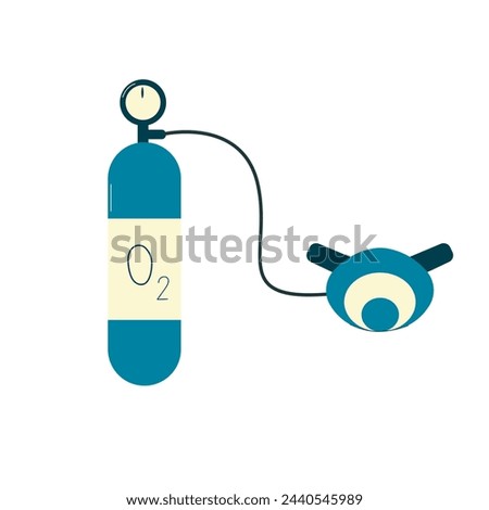 Oxygen cylinder with mask. Vector illustration