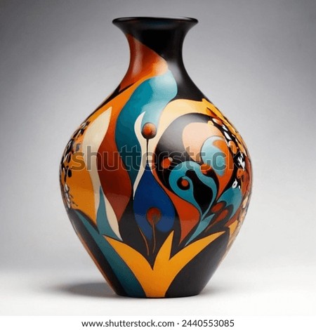 A beautiful and different vase with different shapes drawn on it
