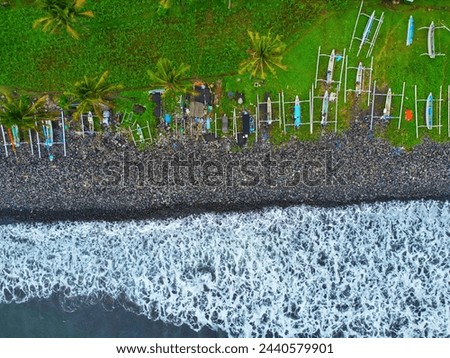 Aerial photo of traditional Balinese Fisherman boat