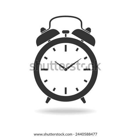 Alarm clock graphic icon. Alarm clock sign isolated on white  background. Watches template. Vector illustration