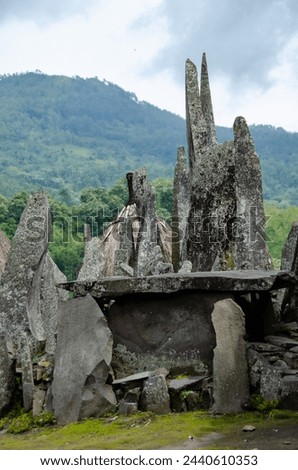 Megalith stone altar honoring ancestral spirits at Bena village