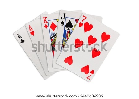 One pair playing cards on white background Royalty-Free Stock Photo #2440686989