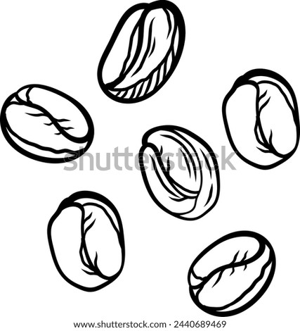 Doodle Hand drawn Coffee Beans. Coffee Seeds Vector Clip Art
