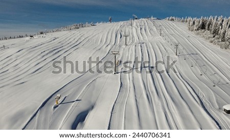 Picture of a empty snowy ski slope due to Corona virus, 