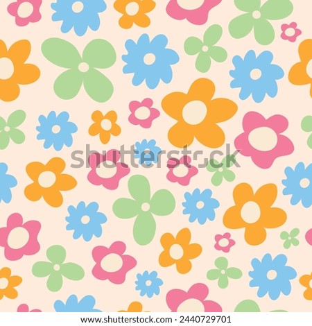 Trendy floral seamless illustration. Colorful pastel colors, natural background. Vector.