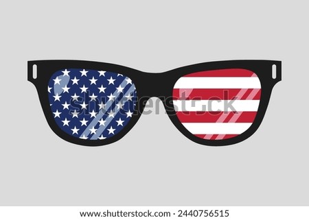 American Flag sunglasses, sunglasses with united states of america flag, America Sunglasses Party, America flag Design Vector Illustration
