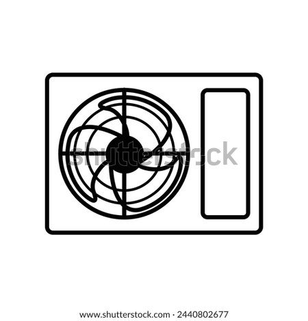  An icon depicting a tall, narrow fan that oscillates to distribute air evenly in a room. These are space-saving alternatives to traditional fans. Royalty-Free Stock Photo #2440802677