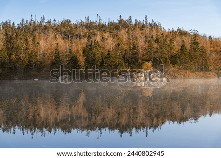 Calm autumn morning at Purcells Pond, Halifax, NS, Canada Royalty-Free Stock Photo #2440802945