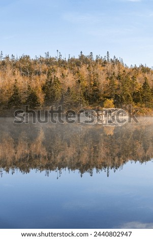 Calm autumn morning at Purcells Pond, Halifax, NS, Canada Royalty-Free Stock Photo #2440802947