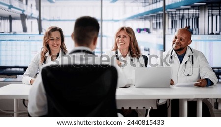 Staffing Interview In Hospital. Doctor Recruiter Meeting Handshake Royalty-Free Stock Photo #2440815433