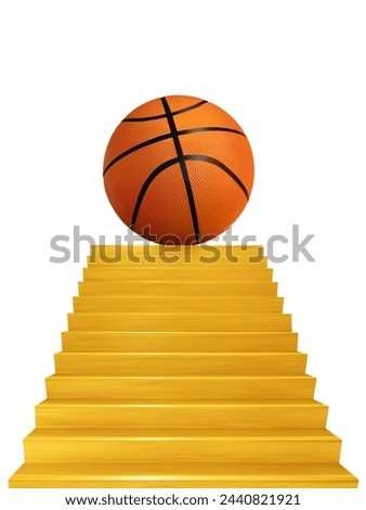 Basketball on stairs  gold color