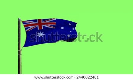 waving flag of Australia for memorial day on chroma key screen, isolated - object 3D rendering