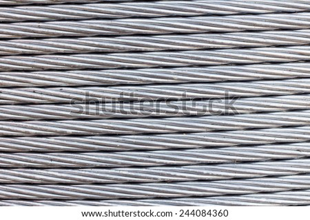 Steel wire rope cable background. Royalty-Free Stock Photo #244084360