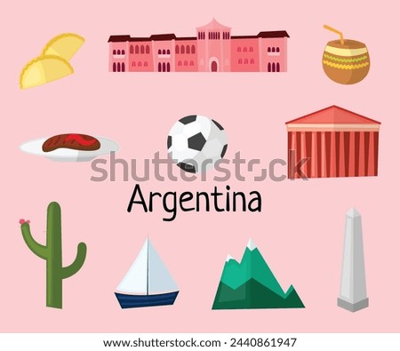 Argentina set icons vector, suitable for design