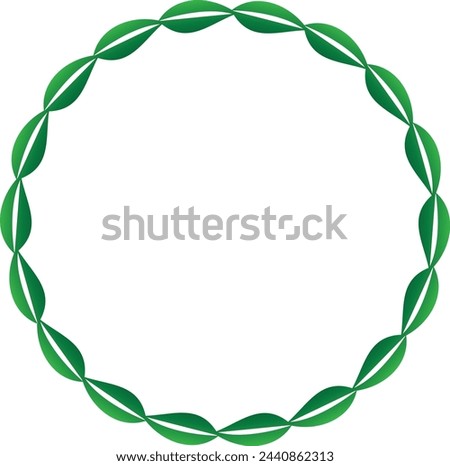 Round frame with green leaves.Copy space. Raster clip art.