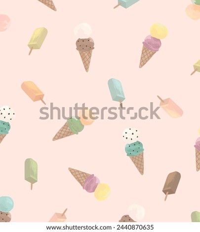Ice cream illustration wallpaper pink background