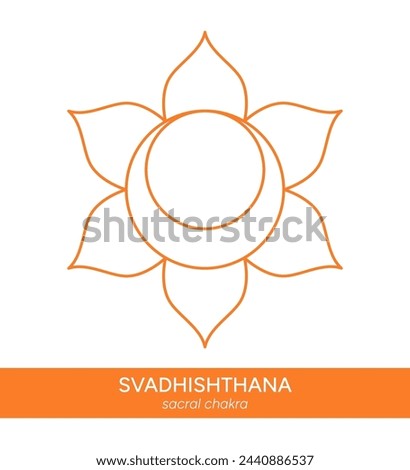 Svadhishthana, sacral chakra, line art symbol. Meditation, spirituality, energy, healing vector illustration icon Royalty-Free Stock Photo #2440886537
