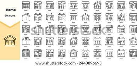 Set of home icons. Simple line art style icons pack. Vector illustration