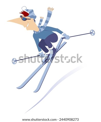 Skiing young man. 
Winter sport. Young skier man. Isolated on white background
