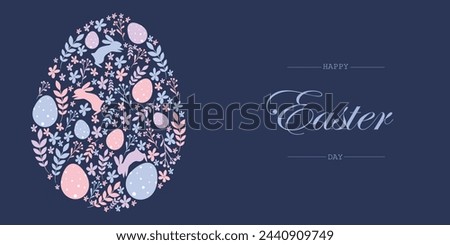 vector illustration for Easter day, easter egg pattern, floristry, Easter bunny, flowers Royalty-Free Stock Photo #2440909749