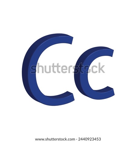 3D alphabet C in blue colour. Big letter C and small letter c isolated on white background. clip art illustration vector