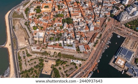 Drone images of Cartagena, Colombia from above. Bocagrande, Centro Historico