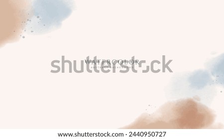 Abstract horizontal watercolor background. Neutral light brown blue colored empty space background illustration