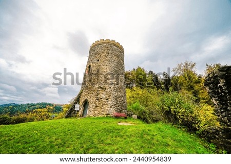 View of Husen Castle near Hausach. Old castle ruins in the Black Forest in the Kinzig valley.	 Royalty-Free Stock Photo #2440954839