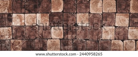 Stacked wooden blocks with rough wood texture.Template for design.Abstract natural seamless background.Beautiful pattern.Space for work.Banner.Wallpaper.