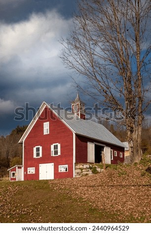 A red barn in rural Vermont near Strafford Royalty-Free Stock Photo #2440964529