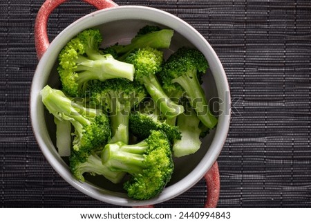 Close-Up 4K Ultra HD Image of Steam Cooked Broccoli in Pan - Stock Photography