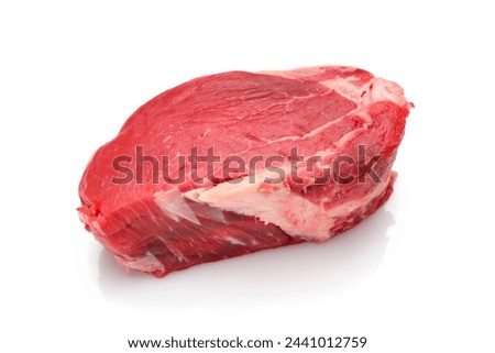 Close-Up 4K Ultra HD Image of Raw Ribeye Steak with Herbs on white background - Stock Photography