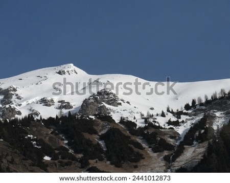 beautiful snowy mountains landscape - winter landscape - beautiful nature - hello winter  Royalty-Free Stock Photo #2441012873