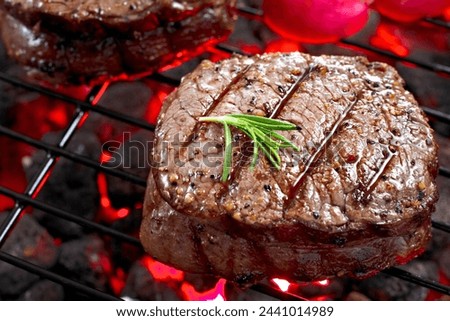 Close-Up 4K Ultra HD Image of Sirloin Steak on BBQ Grill - Stock Photography