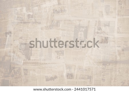 OLD NEWSPAPER BACKGROUND, NEWSPRINT COLLAGE PATTERN, NEWS TEXTURE DESIGN, VINTAGE OVERLAY BACKDROP Royalty-Free Stock Photo #2441017571