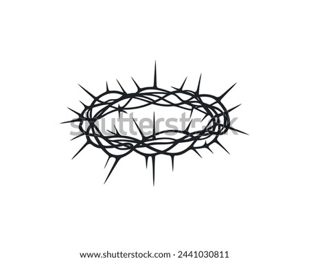 The crown of thorns is a symbol of the death and resurrection of Jesus Christ. Symbol of the Lord's Supper. Vector illustration Royalty-Free Stock Photo #2441030811