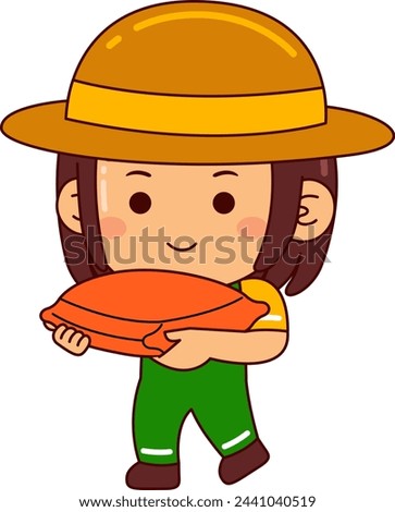 cute farmer girl cartoon character 