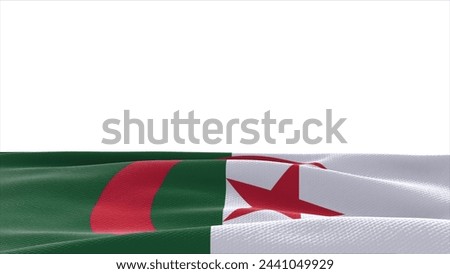 Flag of Algeria. Algeria flag waving isolated on white background with clipping path. flag frame with empty space for your text.