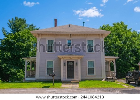 Historic residential house on Main Street in historic town center of Newfields, New Hampshire NH, USA.  Royalty-Free Stock Photo #2441084213