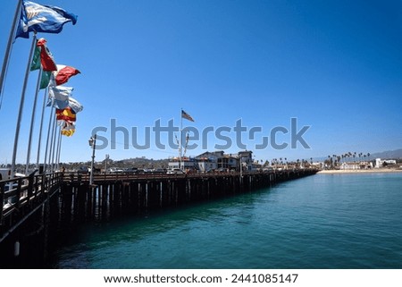 Country Flags on Stearns Wharf by the Coast of Santa Barbara, California