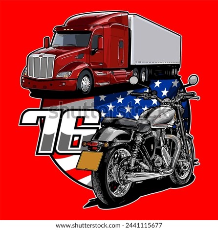truck and motorcycle vector art