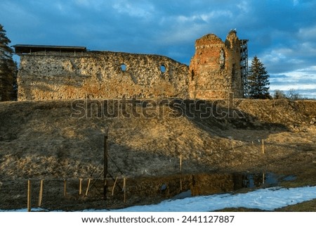 castle ruins in the evening lights